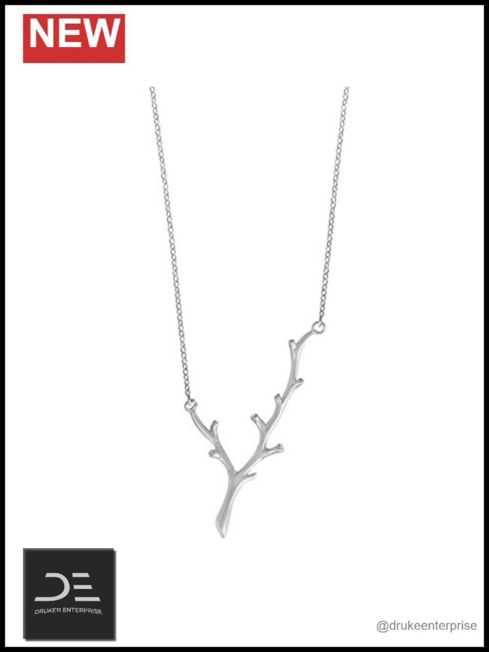 Sterling Silver Branch Pendant Necklace 18" Handcrafted Hypoallergenic Jewelry